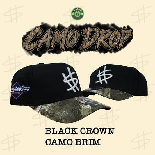 Black Crown Camo Brim hat