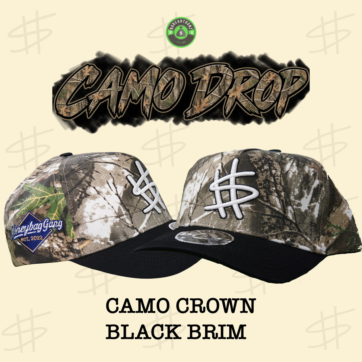 Camo Crown Black Brim Hat